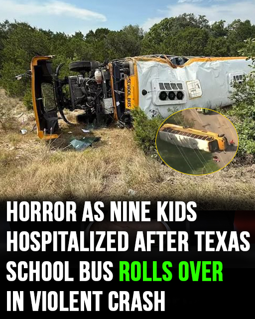 Horror as Texas school bus carrying 42 students rolls over in violent crash
