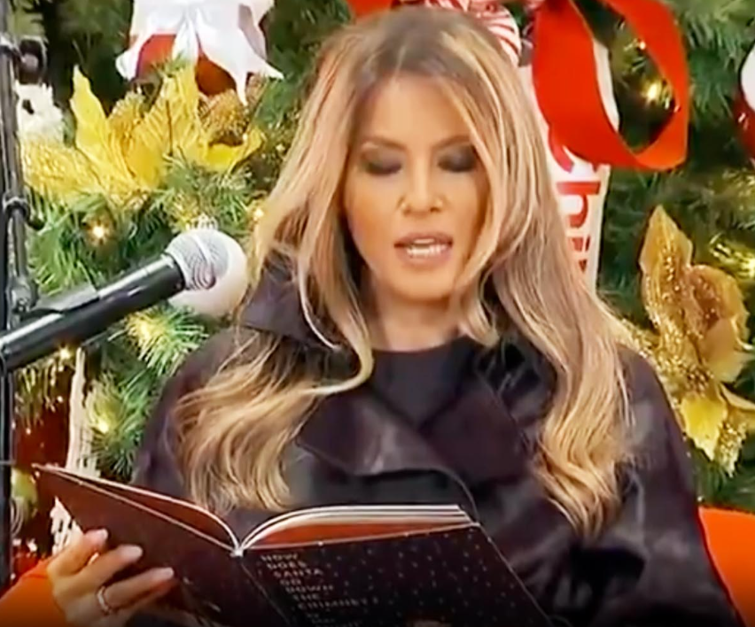 Melania Trump mocked online after she is seen struggling to read Christmas book at Childrens Hospital