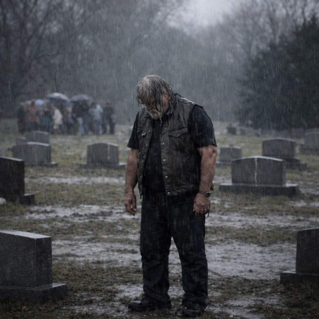 I just buried my baby girl and this biker stood there in rain for 3 hours and I had no idea who he was!