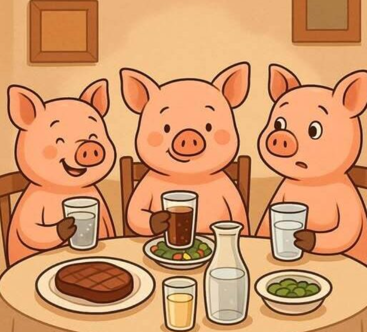 Three Little Pigs went out to dinner one night!?
