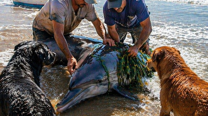 Two Dogs Found a Stranded Dolphin — What They Did Next Saved Its Life