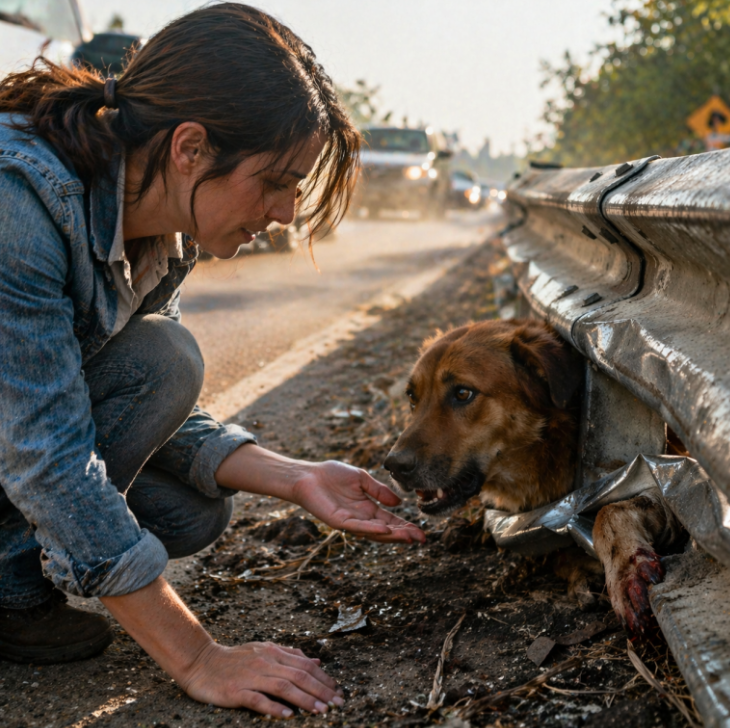 A Frightened Dog Was Stuck in Metal — Then Someone Finally Helped
