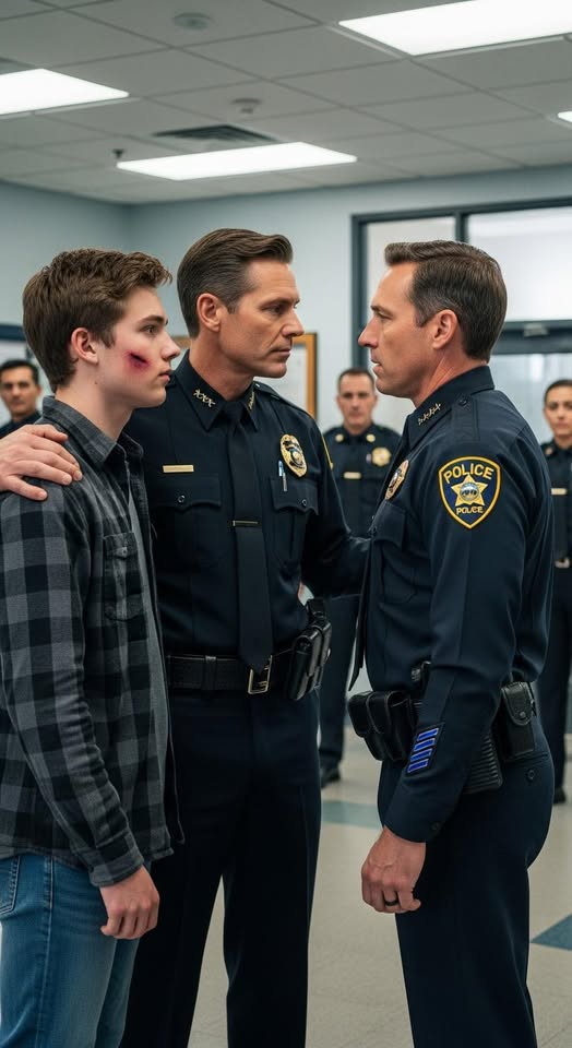 My Son Called From the Police Station — ‘Dad, My Stepfather Beat Me and Filed a False Report.’ Twenty Minutes Later, I Walked In Wearing My Uniform. The Sergeant Went Pale.