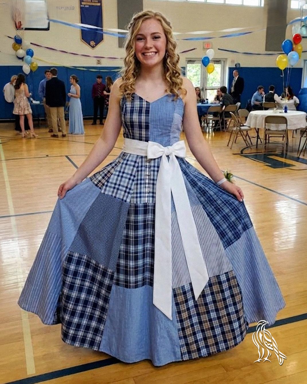 I Sewed a Dress From My Dad’s Shirts for Prom in His Honor – My Classmates Laughed Until the Principal Took the Mic and the Room Fell Silent