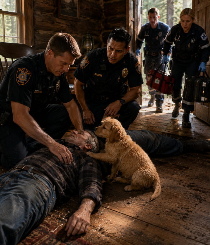 Police Officers Respond After Puppy Leads Them Into Mountain Forest
