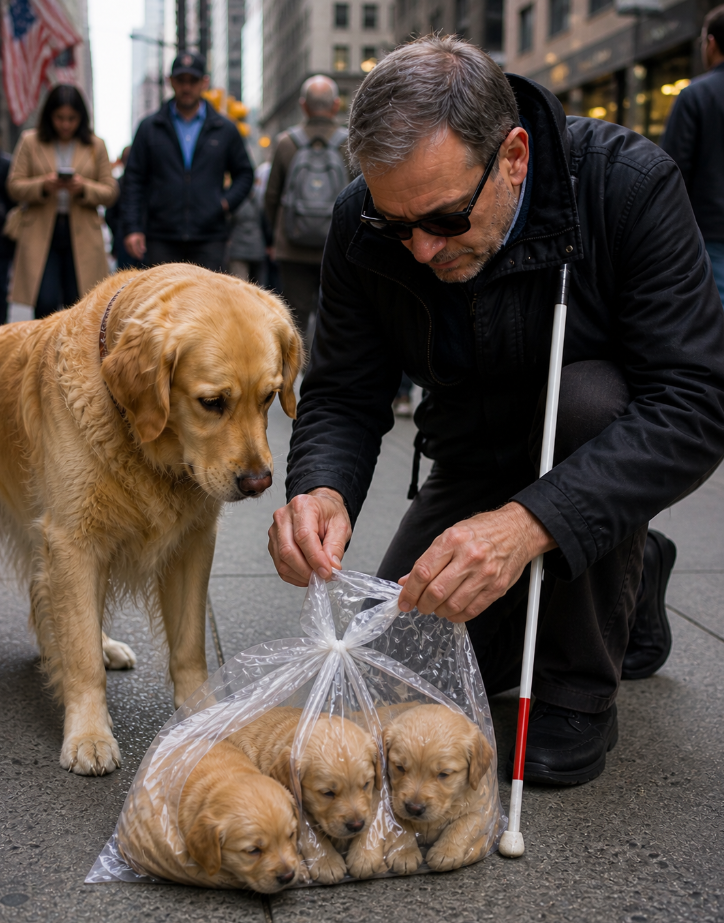 A Busy Sidewalk Moment Changes After a Dog Draws Attention to a Situation That Needed Immediate Care