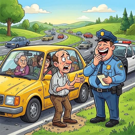 A man gets pulled over for speeding.