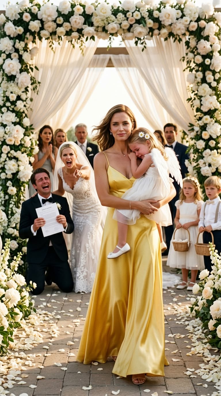 At my brother’s rehearsal dinner, I arrived with my 6-year-old daughter. My mom pulled me aside and coldly said: “Emma isn’t the flower girl anymore. It changed.” So we stayed silent. Then my father texted me: “Meet me on the porch. Right now.” What he said in front of everyone left my brother and mother without a single word.