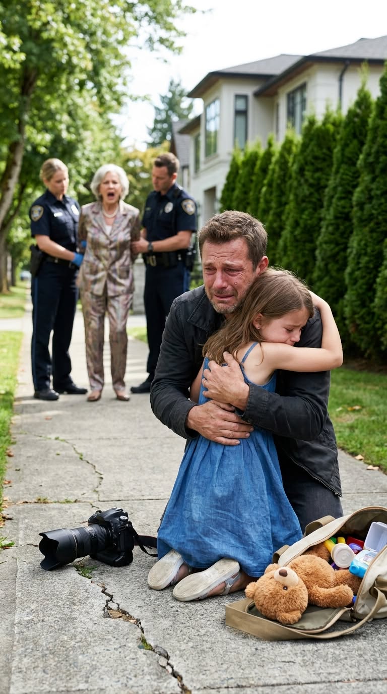 “Daddy, please don’t go… Grandma takes me somewhere secret,” my 7-year-old whispered, describing a tall house with a blue door where kids were forced to “do things” and take pictures. I canceled my Chicago trip without a word and followed my mother-in-law’s car. When they stopped at that exact house, my blood ran cold. I kicked the door in, ready for the worst—but what I saw inside shattered everything I thought I knew.