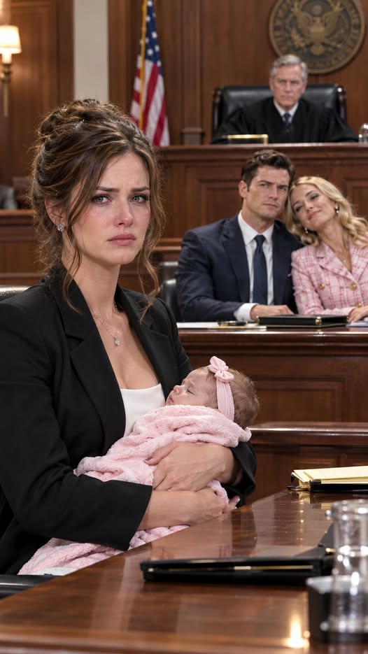 I walked into divorce court holding our 6-week-old baby. My husband was already there — with his mistress beside him. She smirked, “You thought a baby would make him stay?” I stayed quiet. Then my lawyer called her… Her smile vanished.