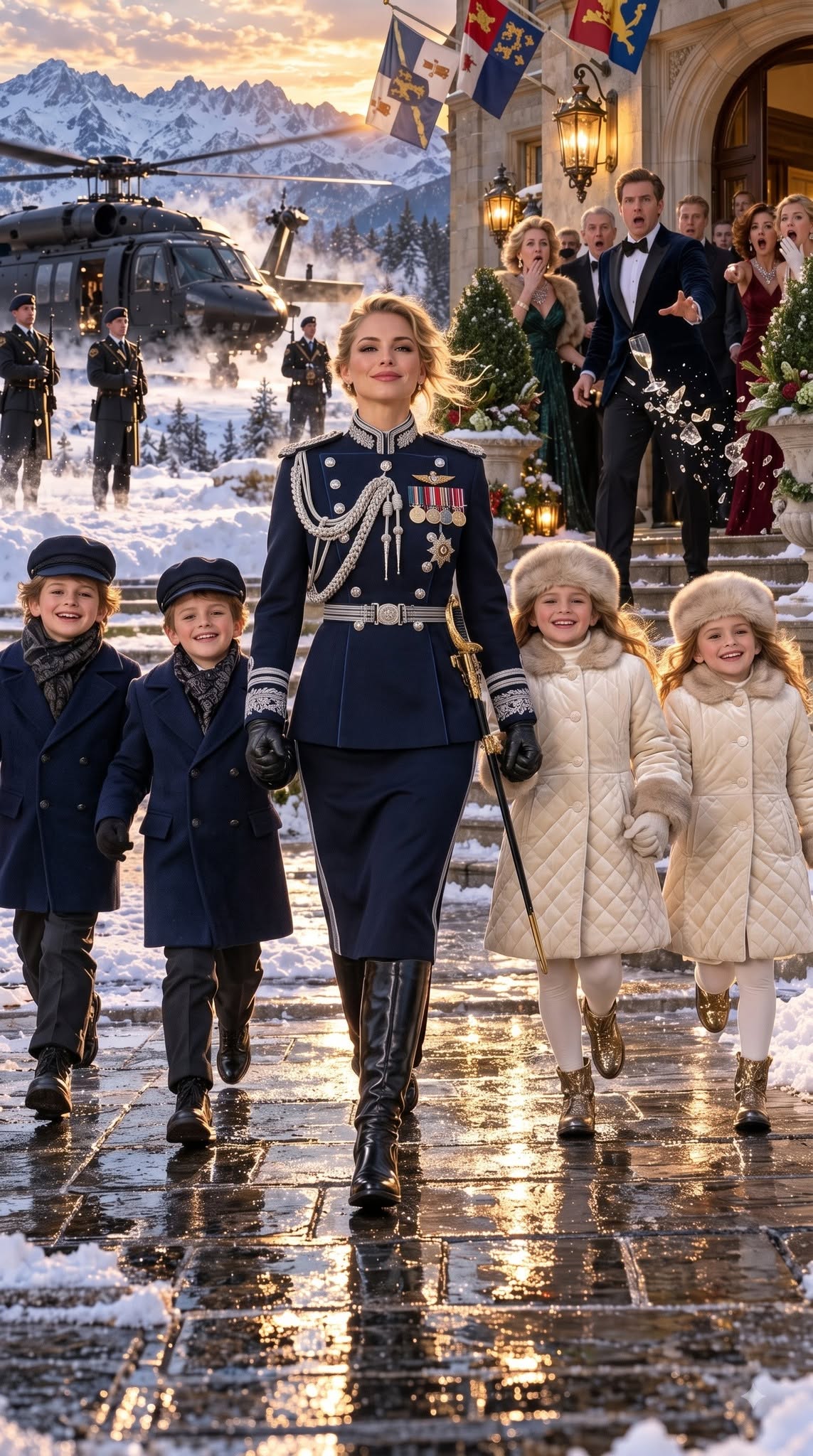 My ex-husband invited me to Christmas dinner at his military estate, texting, “Don’t embarrass yourself by showing up alone, childless woman.” He expected me to arrive ruined. But Colonel Daniel Reynolds froze when I stepped out of a military helicopter with the 4 children he had abandoned before birth. They thought they had discarded me, but they have just opened their doors to a family reckoning that will destroy them.