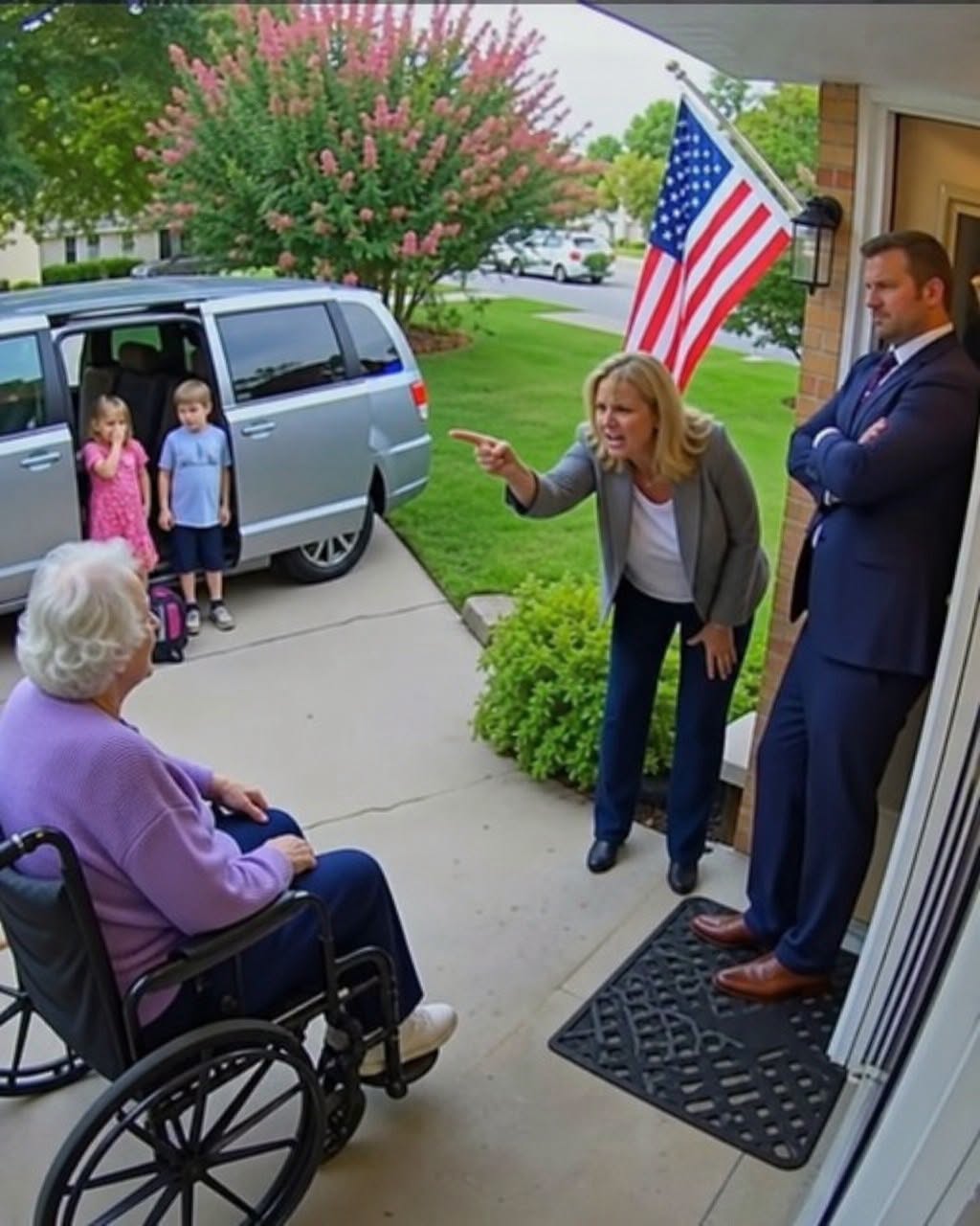 I showed up at my son’s house in a wheelchair, begging for a place to stay—he turned me away like I didn’t matter, but the next morning I used my late husband’s old card I’d found in a drawer, and the bank manager stood up so fast his chair toppled over, whispering, “Ma’am… you need to see this
