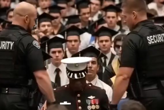 Security Approached a Marine at Graduation — What Happened Next Silenced the Entire Gym